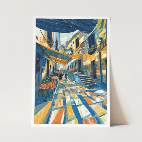 Stampa Talia - Mercato - Illustrazione 21 x 29,7