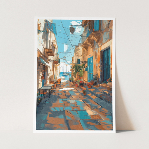 Stampa Talia - Borgo di Mare - Illustrazione 21 x 29,7