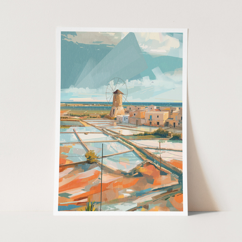Stampa Talia - Mulini - Illustrazione 21 x 29,7