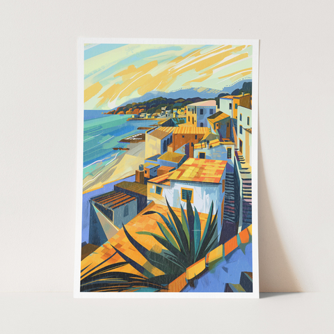 Stampa Talia - Sulla spiaggia - Illustrazione 21 x 29,7