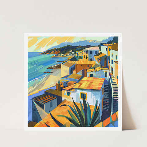 Stampa Talia - Sulla spiaggia - Illustrazione 21 x 21