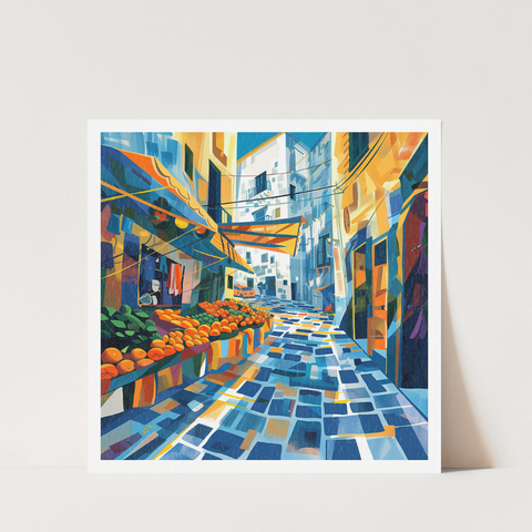Stampa Talia - Bancarelle - Illustrazione 21 x 21