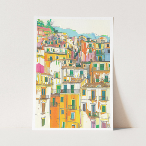 Stampa Talia - Quartiere - Illustrazione 21 x 29,7