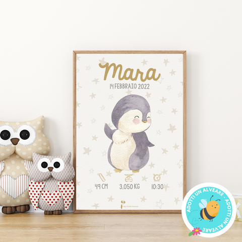 Poster Nascita - Pinguino