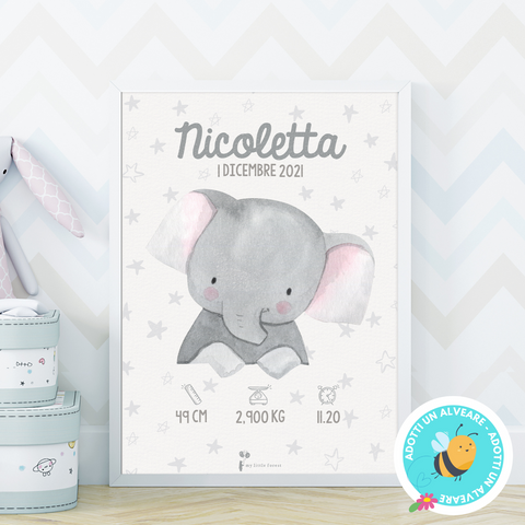 Poster Nascita - Elefante