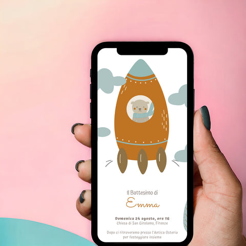 Invito digitale personalizzato per Battesimo, Compleanno