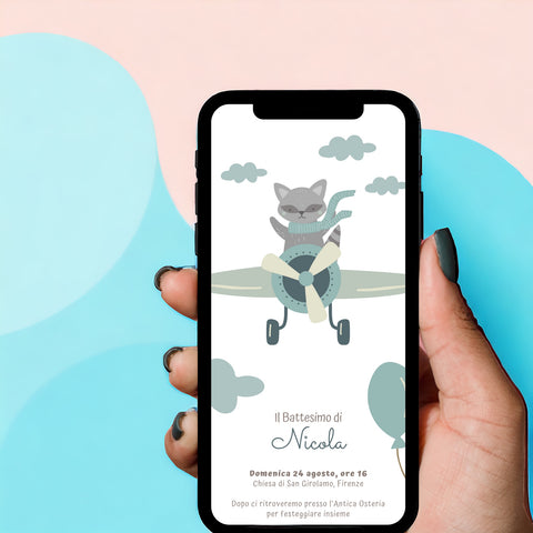 Invito digitale personalizzato per Battesimo, Compleanno