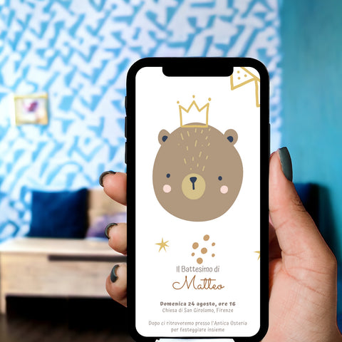 Invito digitale personalizzato per Battesimo, Compleanno