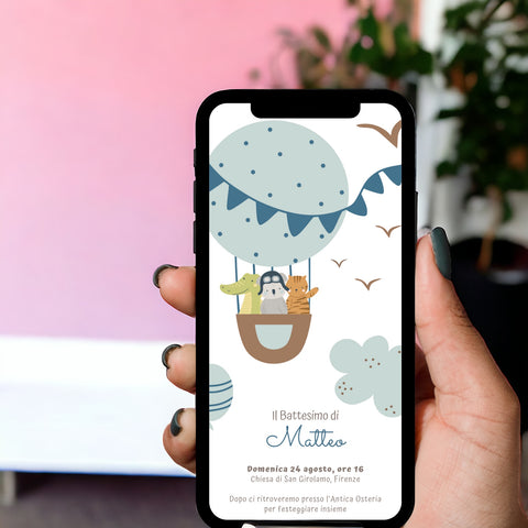 Invito digitale personalizzato per Battesimo, Compleanno