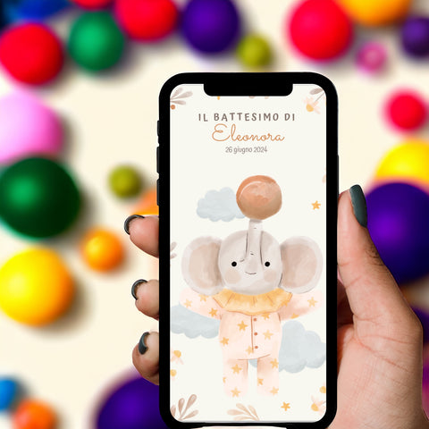Invito digitale personalizzato per Battesimo, Compleanno