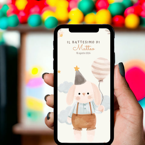 Invito digitale personalizzato per Battesimo, Compleanno