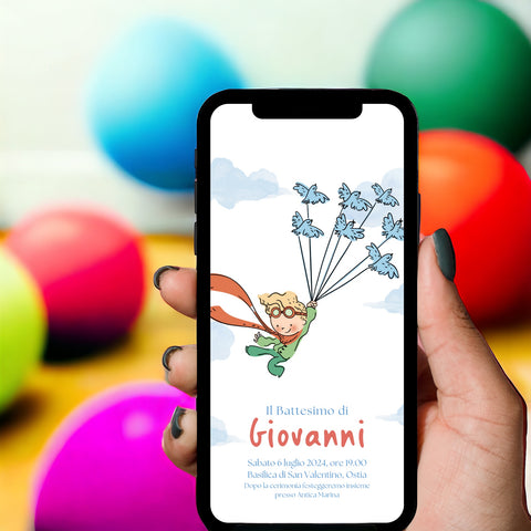 Invito digitale personalizzato per Battesimo, Compleanno