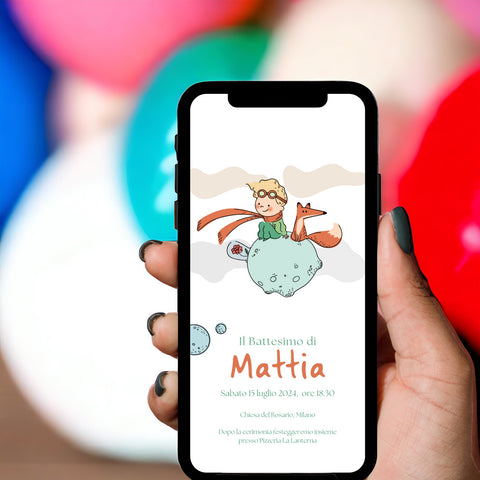Invito digitale personalizzato per Battesimo, Compleanno