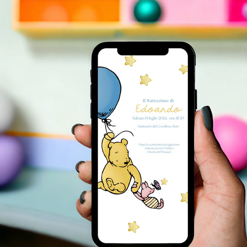Invito digitale personalizzato per Battesimo, Compleanno