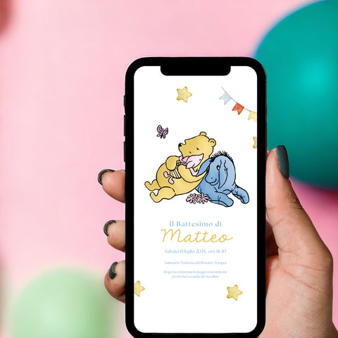 Invito digitale personalizzato per Battesimo, Compleanno