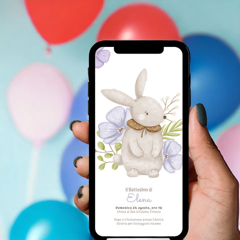 Invito digitale personalizzato per Battesimo, Compleanno