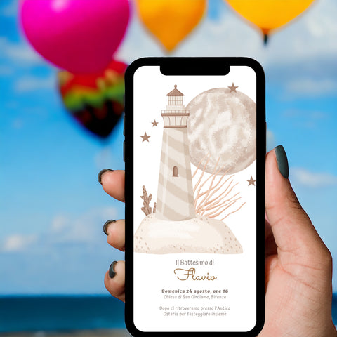 Invito digitale personalizzato per Battesimo, Compleanno
