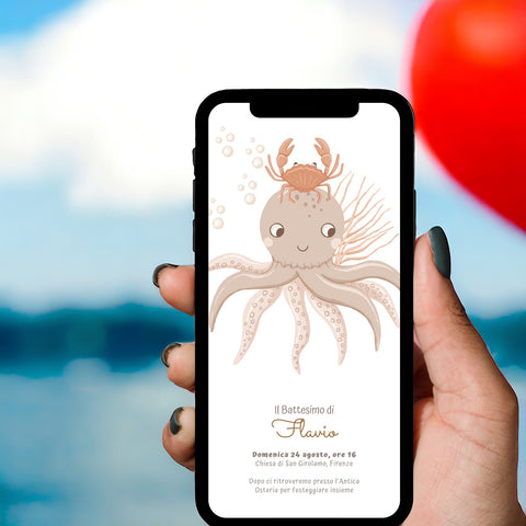 Invito digitale personalizzato per Battesimo, Compleanno