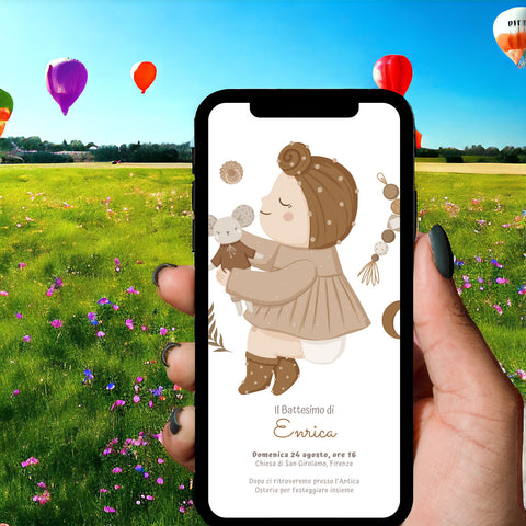 Invito digitale personalizzato per Battesimo, Compleanno