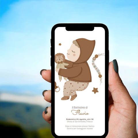 Invito digitale personalizzato per Battesimo, Compleanno