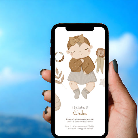 Invito digitale personalizzato per Battesimo, Compleanno