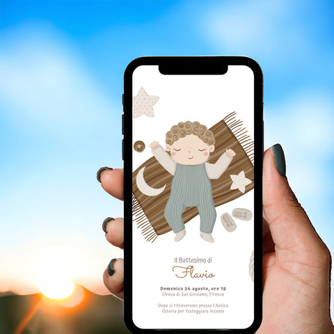 Invito digitale personalizzato per Battesimo, Compleanno