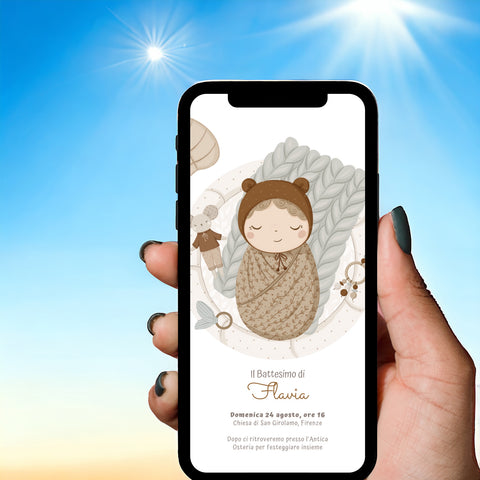 Invito digitale personalizzato per Battesimo, Compleanno