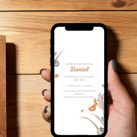 Invito digitale personalizzato per Battesimo, Prima Comunione, Cresima, Laurea
