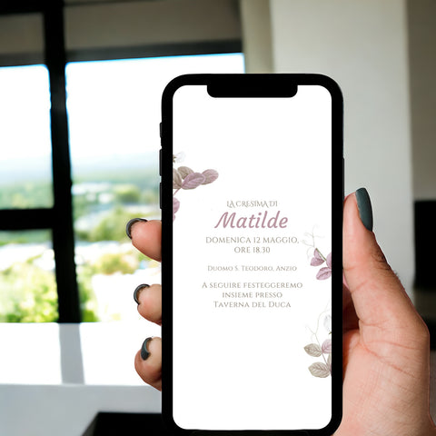 Invito digitale personalizzato per Battesimo, Prima Comunione, Cresima, Laurea