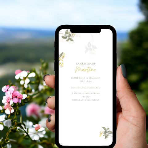 Invito digitale personalizzato per Battesimo, Prima Comunione, Cresima, Laurea
