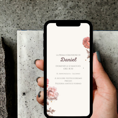 Invito digitale personalizzato per Battesimo, Prima Comunione, Cresima, Laurea