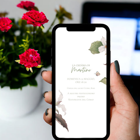 Invito digitale personalizzato per Battesimo, Prima Comunione, Cresima, Laurea