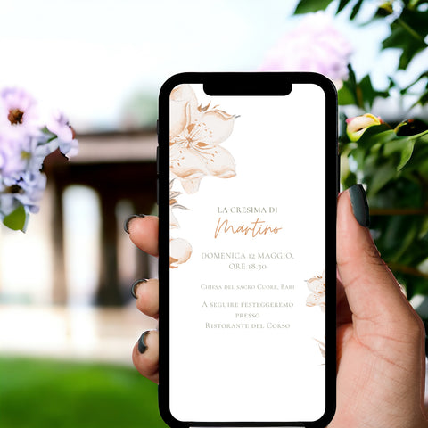 Invito digitale personalizzato per Battesimo, Prima Comunione, Cresima, Laurea