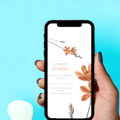Invito digitale personalizzato per Battesimo, Prima Comunione, Cresima, Laurea