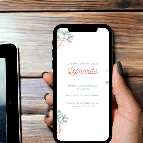 Invito digitale personalizzato per Battesimo, Prima Comunione, Cresima, Laurea