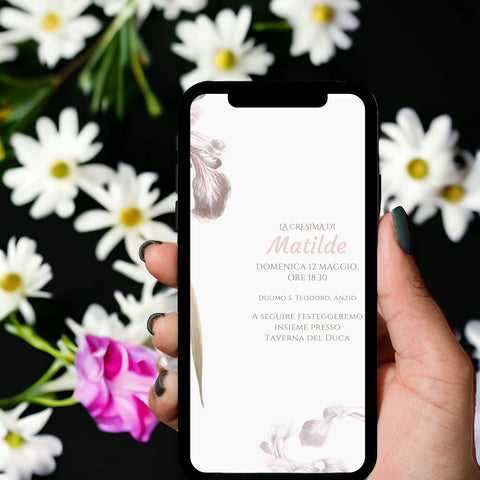 Invito digitale personalizzato per Battesimo, Prima Comunione, Cresima, Laurea