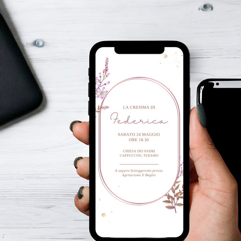 Invito digitale personalizzato per Battesimo, Prima Comunione, Cresima, Laurea
