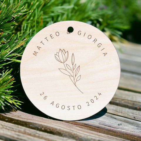 Tag personalizzati in legno per Bomboniere