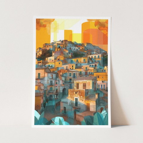 Stampa Talia  - Al tramonto -  Illustrazione 21 x 29,7