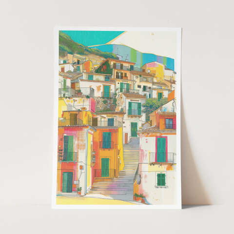 Stampa Talia  - Quartiere -  Illustrazione 21 x 29,7