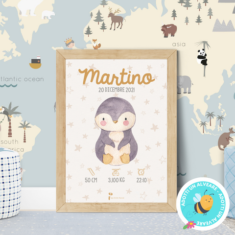 Poster Nascita - Pinguino