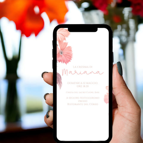 Invito digitale personalizzato per Battesimo, Prima Comunione, Cresima, Laurea