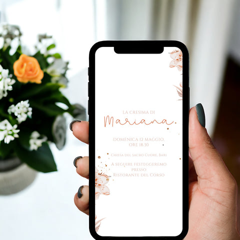 Invito digitale personalizzato per Battesimo, Prima Comunione, Cresima, Laurea