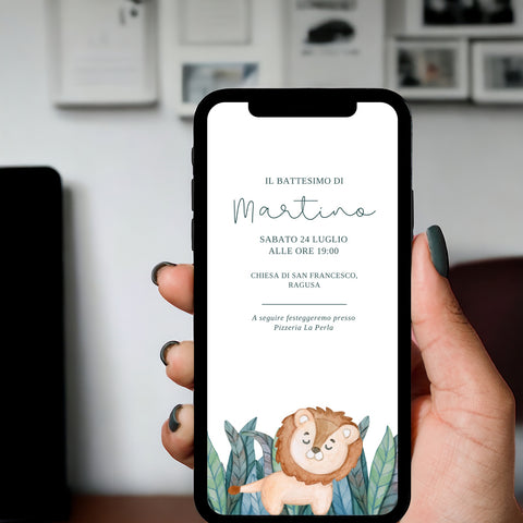 Invito digitale personalizzato per Battesimo, Prima Comunione, Cresima, Laurea